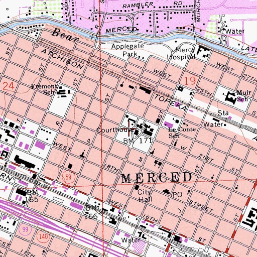 Topographic Map of Court House Square Park, CA
