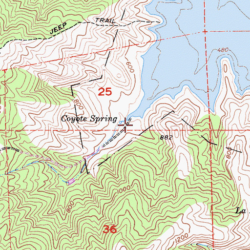 Topographic Map of Coyote Springs Area Campground, CA