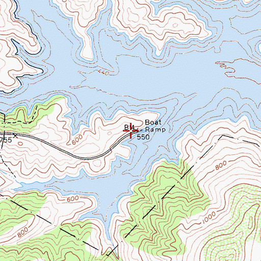 Topographic Map of Dinosaur Point Boat Launch Area, CA