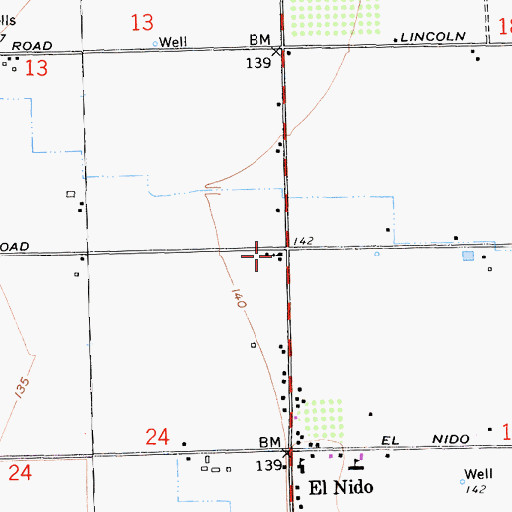 Topographic Map of El Nido Missionary Baptist Church, CA