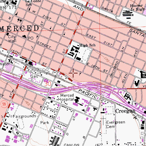 Topographic Map of Grace Fellowship Foursquare Church, CA