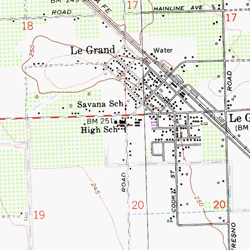 Topographic Map of Le Grand Elementary School, CA