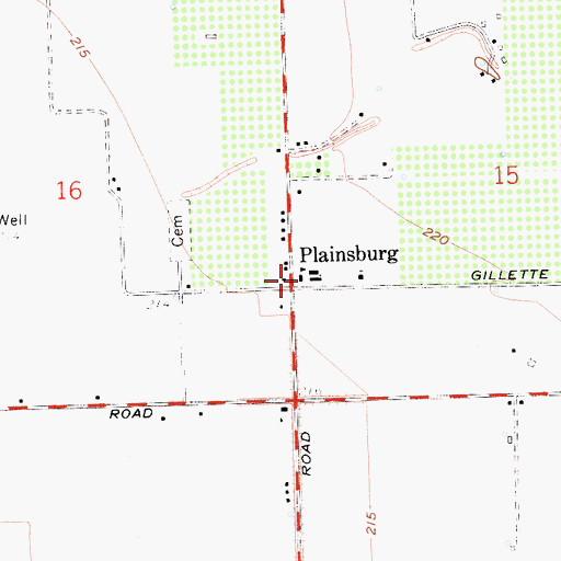Topographic Map of Plainsburg Elementary School, CA