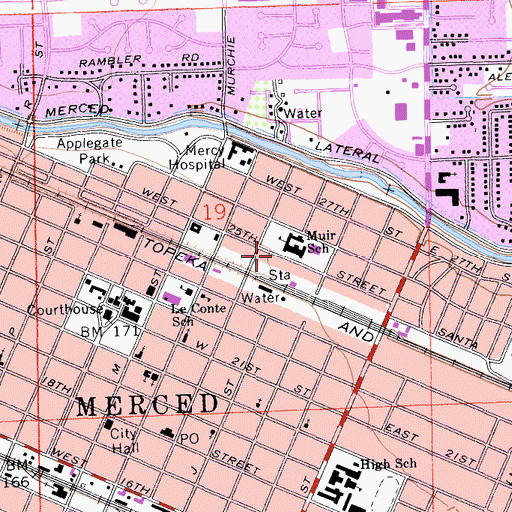 Topographic Map of Unity Church of Merced, CA