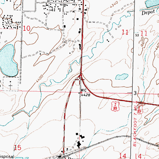 Topographic Map of Old Agency 1880-1894 Historical Marker, MT
