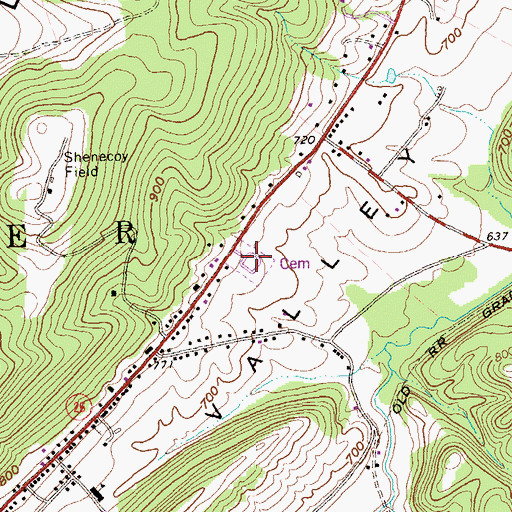 Topographic Map of Huntingdon Memorial Garden Cemetery, PA