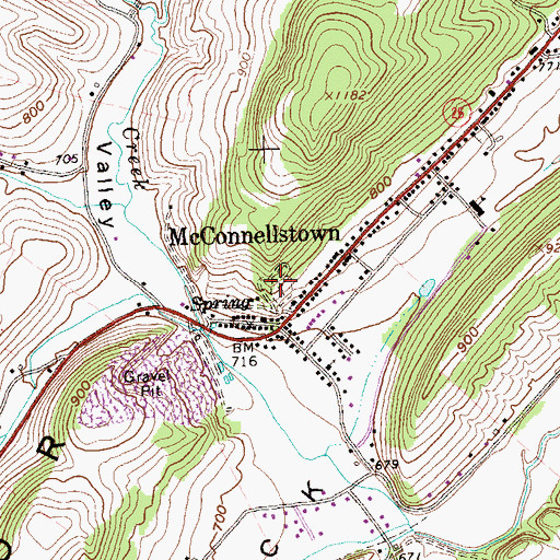 Topographic Map of McConnellstown Cemetery, PA