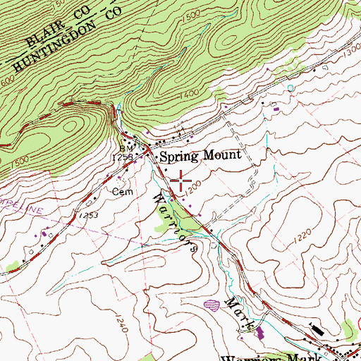 Topographic Map of Nearhoff Cemetery, PA