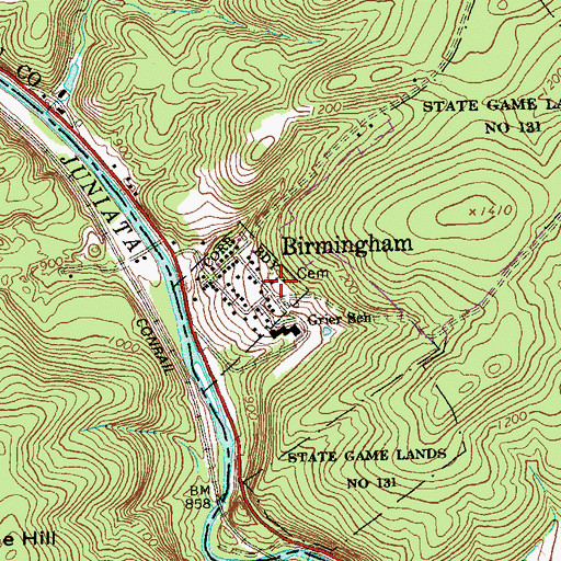 Topographic Map of Birmingham Cemetery, PA
