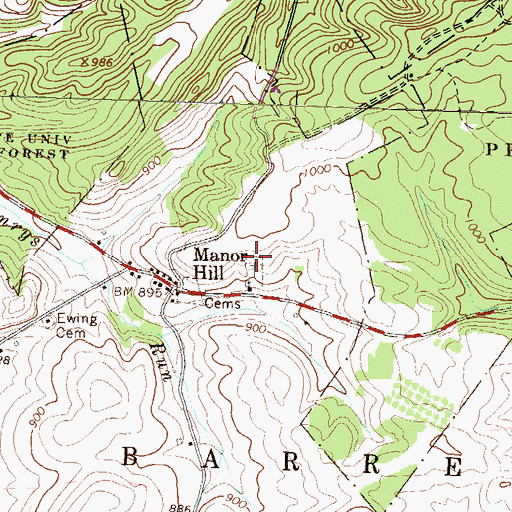 Topographic Map of Manor Hill Methodist Cemetery, PA