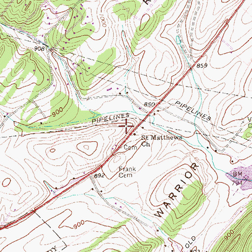 Topographic Map of Old Stone Church Cemetery, PA