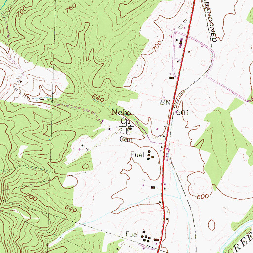 Topographic Map of Nebo Cemetery, PA