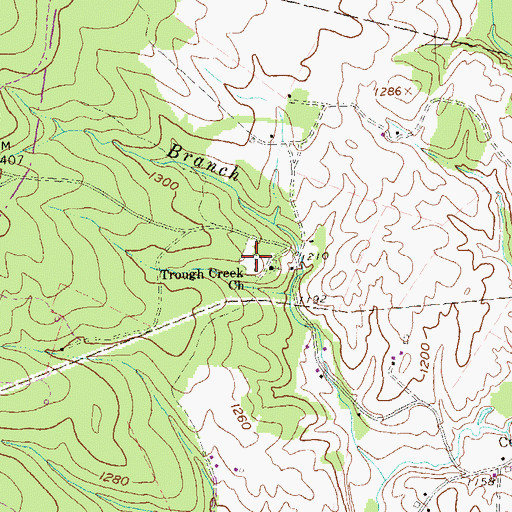 Topographic Map of Trough Creek Baptist Cemetery, PA