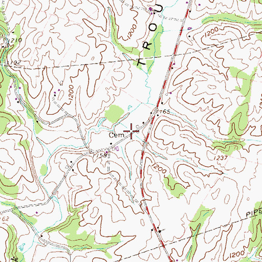 Topographic Map of Smith Cemetery, PA
