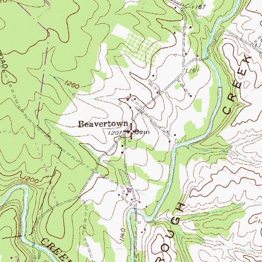 Topographic Map of Beavertown Cemetery, PA