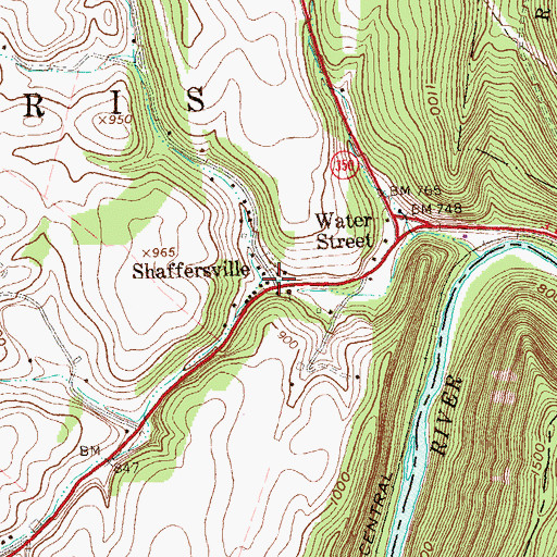 Topographic Map of Shaffersville Cemetery, PA