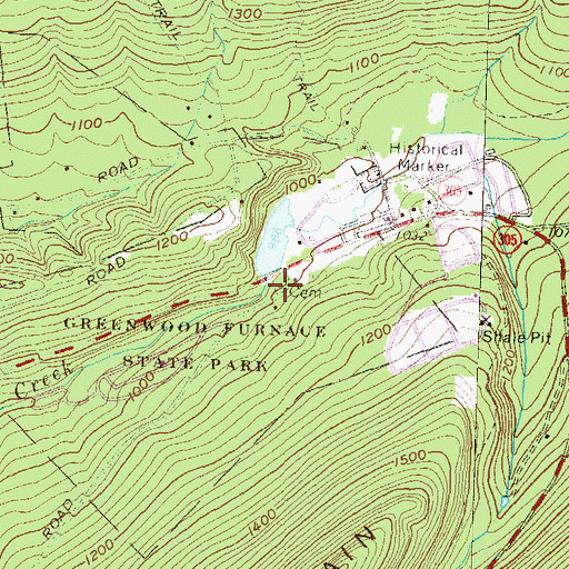Topographic Map of Greenwood Furnace Cemetery, PA