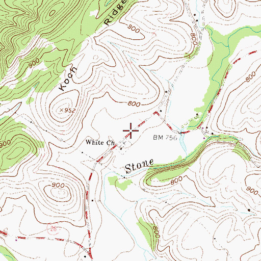 Topographic Map of Greenlee Cemetery, PA