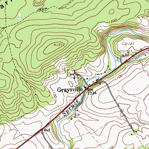 Topographic Map of Graysville Cemetery, PA