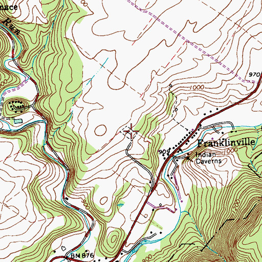 Topographic Map of Franklinville Cemetery, PA