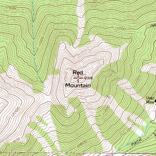 Topographic Map of Red Mountain, CO