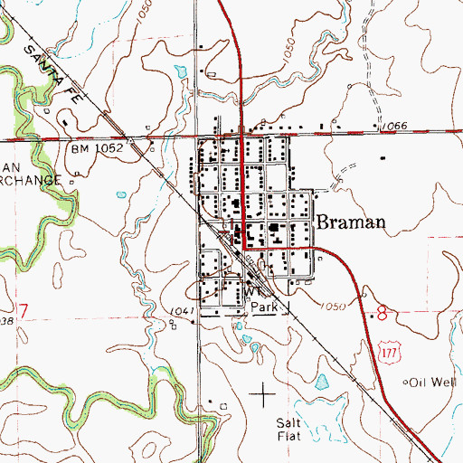 Topographic Map of Braman Post Office, OK