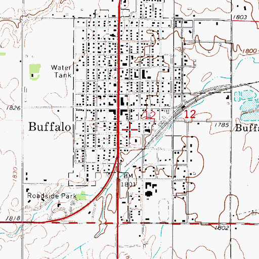 Topographic Map of Buffalo Post Office, OK