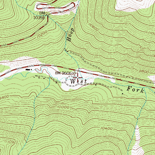 Topographic Map of Hoop Creek, CO