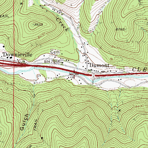 Topographic Map of Mill Creek, CO