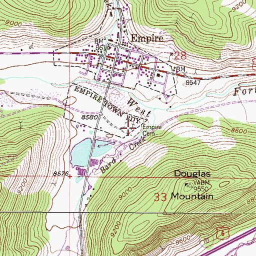 Topographic Map of Empire Cemetery, CO