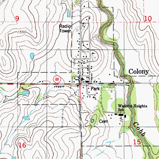 Topographic Map of Colony Post Office, OK