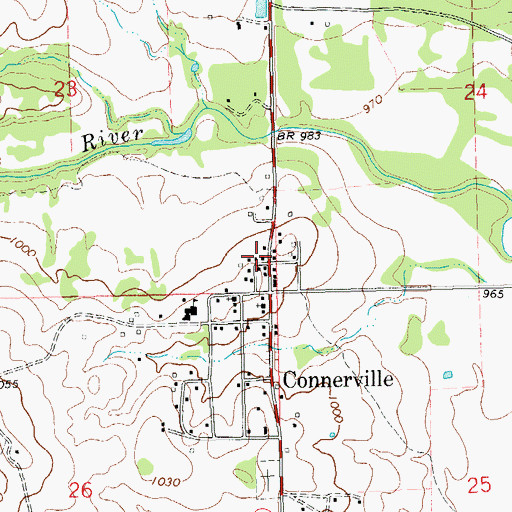 Topographic Map of Connerville Post Office, OK