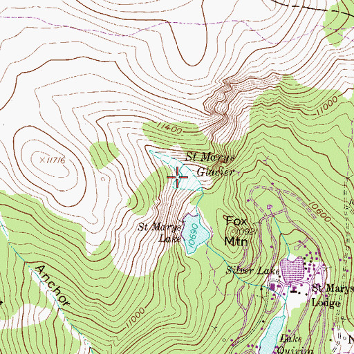 Topographic Map of Saint Marys Glacier, CO