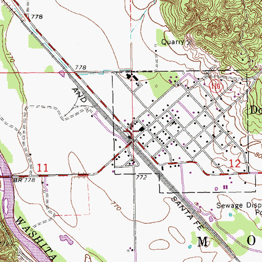 Topographic Map of Dougherty Post Office, OK