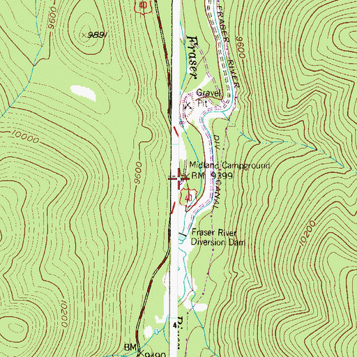 Topographic Map of Midland Campground, CO