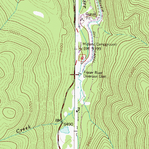 Topographic Map of Fraser River Diversion Dam, CO