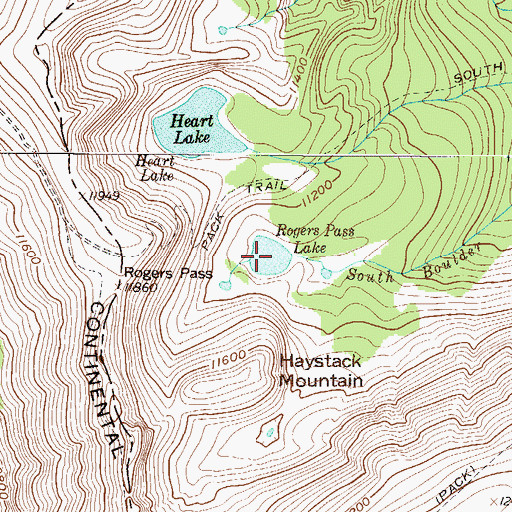 Topographic Map of Rogers Pass Lake, CO
