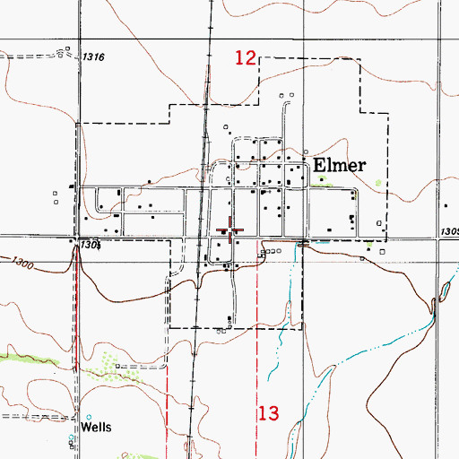 Topographic Map of Elmer Post Office, OK