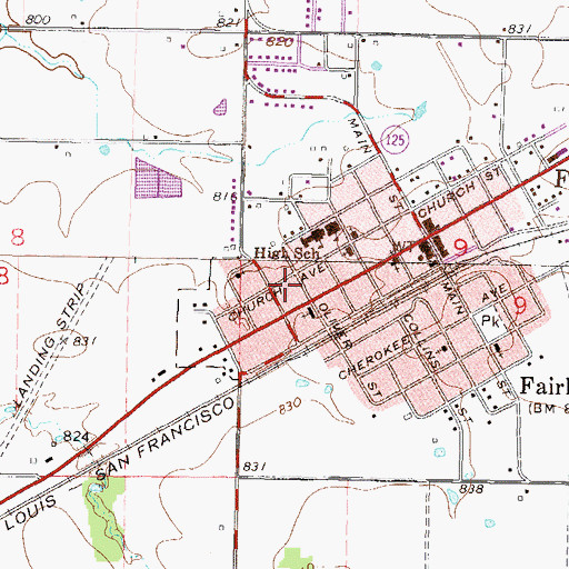 Topographic Map of Fairland Post Office, OK