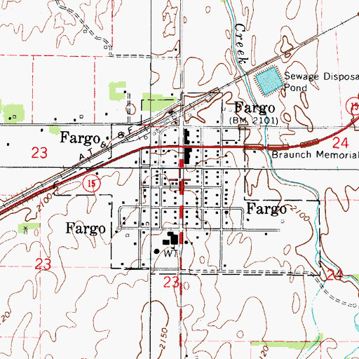 Topographic Map of Fargo Post Office, OK