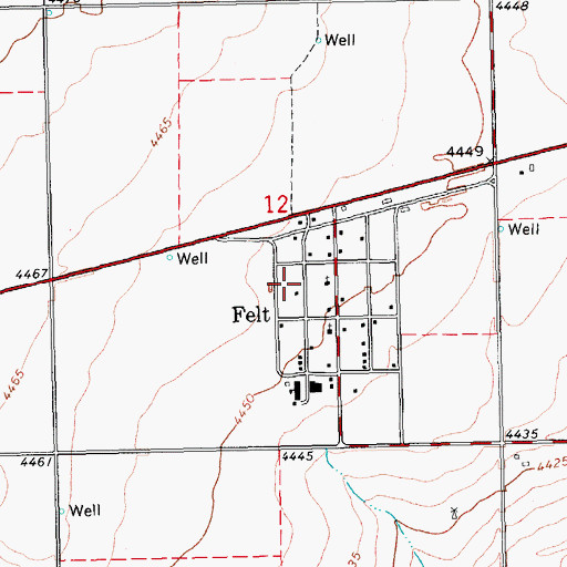 Topographic Map of Felt Post Office, OK