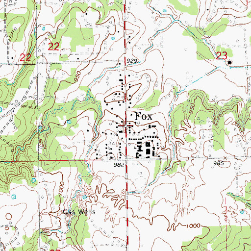 Topographic Map of Fox Post Office, OK