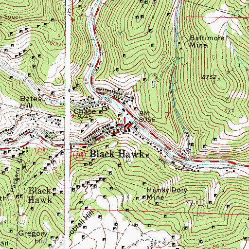 Topographic Map of Gregory Gulch, CO