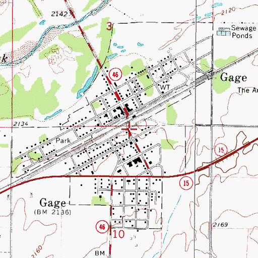 Topographic Map of Gage Post Office, OK