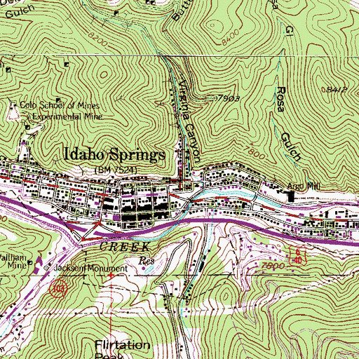 Topographic Map of Virginia Canyon, CO