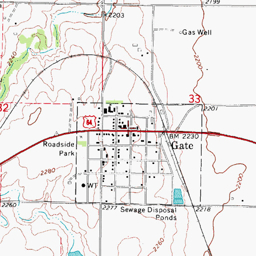 Topographic Map of Gate Post Office, OK