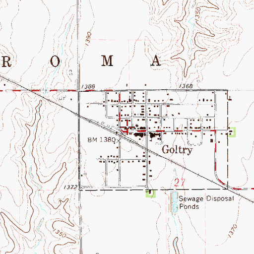 Topographic Map of Goltry Post Office, OK