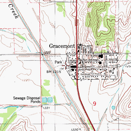 Topographic Map of Gracemont Post Office, OK