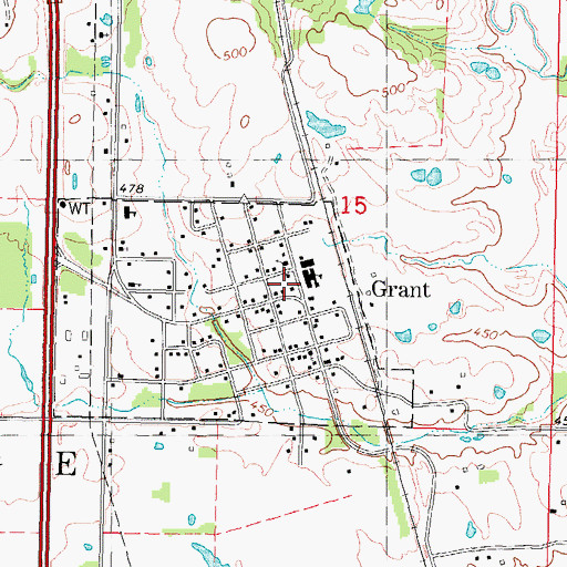 Topographic Map of Grant Post Office, OK