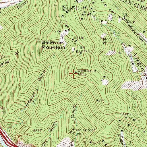 Topographic Map of Gold Vault Mine, CO